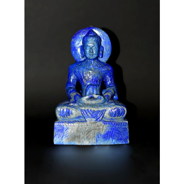 Lapis Lazuli Buddha Statue Stately Presence For Sale - Image 4 of 17