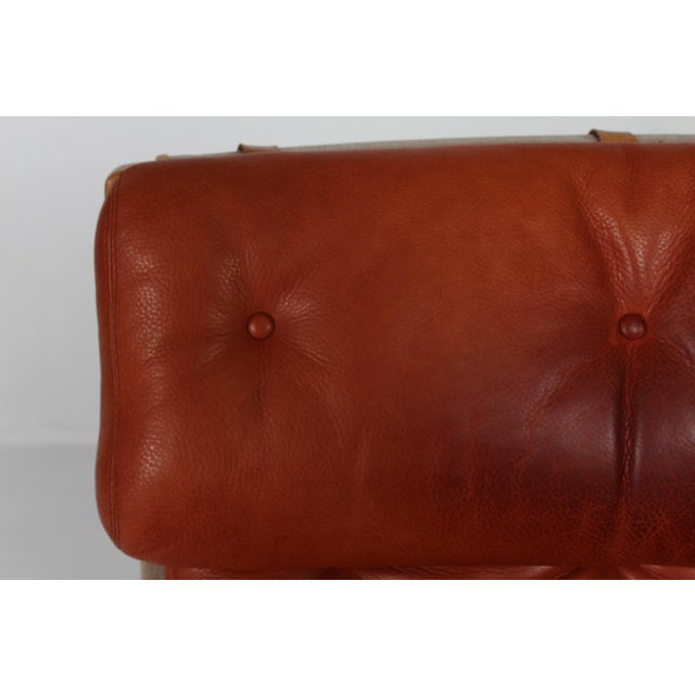 Set of Scandinavian Modern Pernilla Easy Chairs in Steam Bend Beech with Cognac Colored Leather Cushions by Bruno Mathsson, for Dux, Sweden, 1970s For Sale - Image 15 of 18