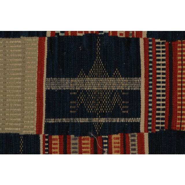 Navy Blue Rug & Kilim’s Modern Geometric Red and Blue Wool Runner For Sale - Image 8 of 10