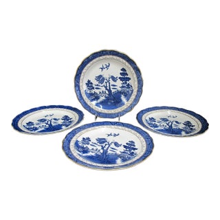 Royal Doulton Booths Blue China Real Old Willow 10 3/4" Dinner Plate Set of 4 For Sale
