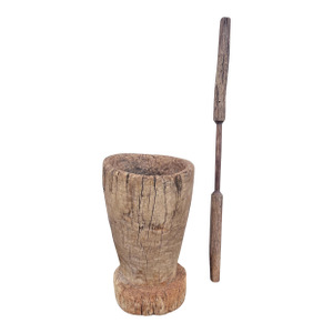 Large 19th Century Wooden Mortar & Pestle