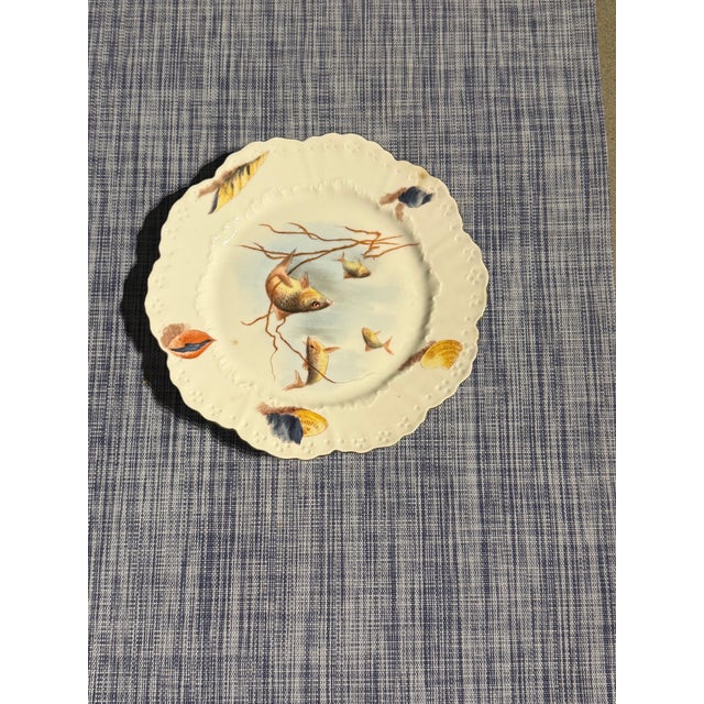 Antique Limoges Hand-Painted Fish Service, Wm. Guérin & Co. — 11 Plates + Underplate, Ca. 1900 For Sale In San Francisco - Image 6 of 12