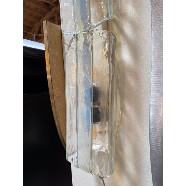 Mazzega Murano Pair of Italian Murano Glass Double Sconces by Mazzega For Sale - Image 4 of 7