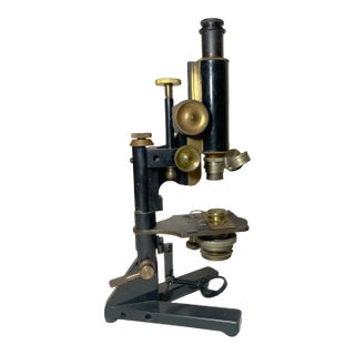 Share Rare Antique 1800's Solid Brass Mozstertz Lab Microscope Scientific Instrument For Sale