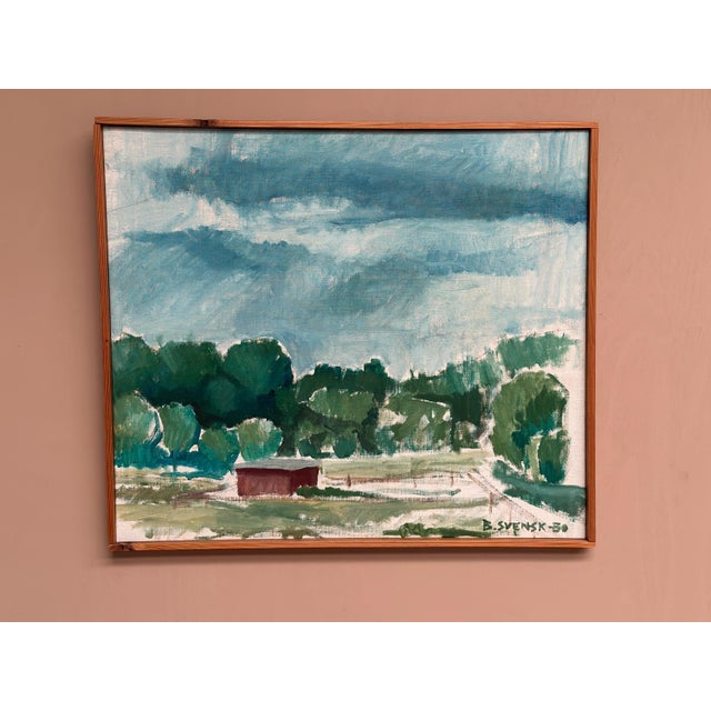 Björn Svensk, Milky Barn at Kaga, 1980, Oil Painting on Canvas, Framed For Sale - Image 10 of 15