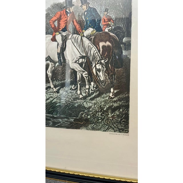 Printmaking Materials Framed English Lithograph of a Hunting Scene For Sale - Image 7 of 11