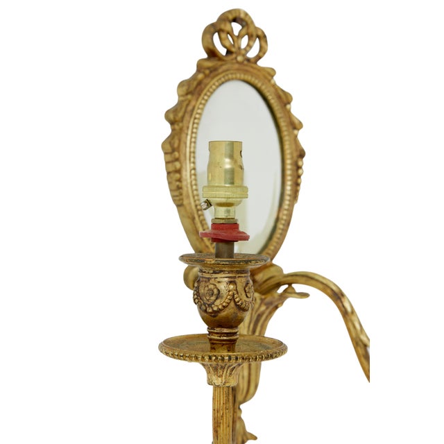 Vintage Ormolu Mirrored Wall Lights, 1960s, Set of 2 For Sale - Image 4 of 7