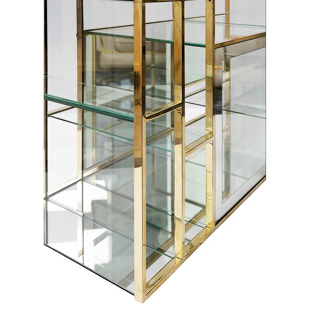 Mid-Century Modern Italian Brass and Glass Console Table, 1970s For Sale - Image 6 of 9