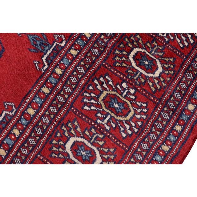 Rustic Bokhara Red/Blue Hand Knotted Wool Rug For Sale In New York - Image 6 of 9