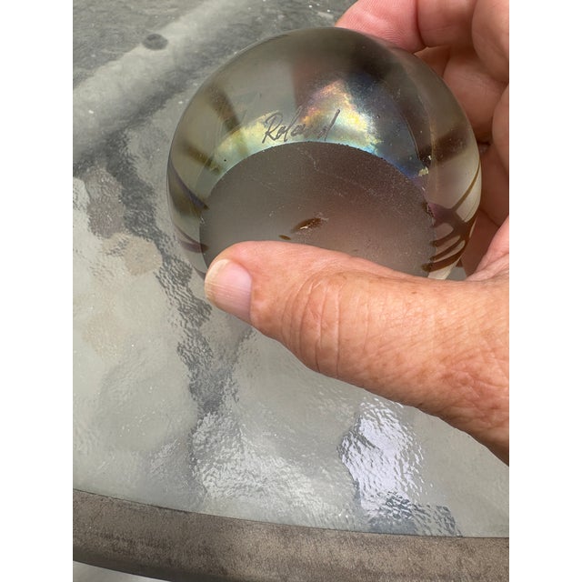 Art Nouveau Art Iridescent Glass Paperweight Circa 1983 For Sale - Image 3 of 4