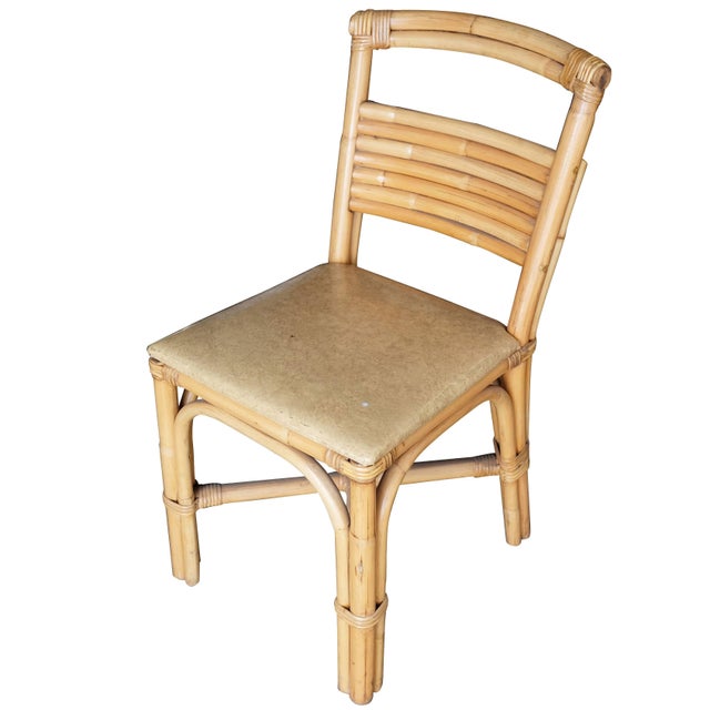 Restored Slat Legs and Back Rattan Dining Chair, Set of Six Chairish