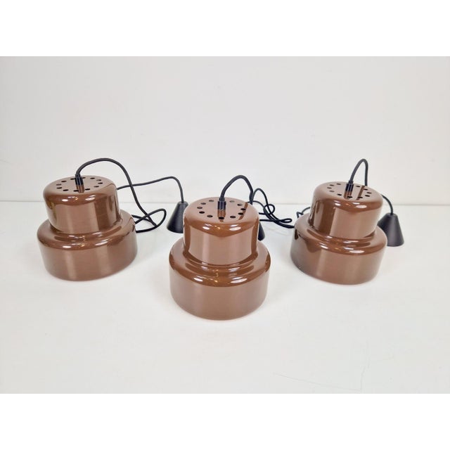 1960s Poker Mini Pendant Lamps by Jo Hammerborg for Fog & Morup, Denmark, 1970s, Set of 3 For Sale - Image 5 of 8