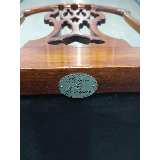 Pair of 1990s Baker Furniture Company Chippendale Style Ball & Claw Armchairs With New Upholstery For Sale - Image 13 of 14