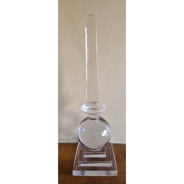 Mid Century Crystal Obelisk For Sale - Image 4 of 7