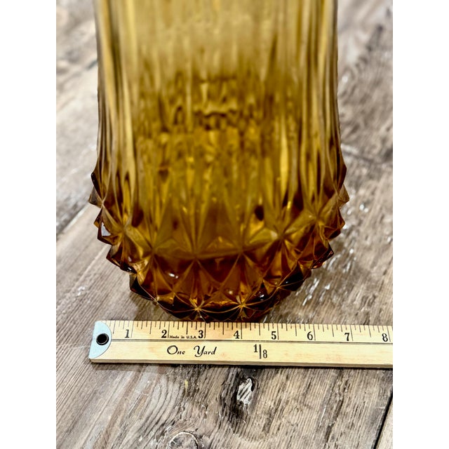 Amber Stunning Vintage Amber Glass Le Smith Diamond Butt Swung Vase MCM Gorgeous Mouth For Sale - Image 8 of 8