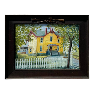 Vintage Boho Primitive Landscape Oil on Board