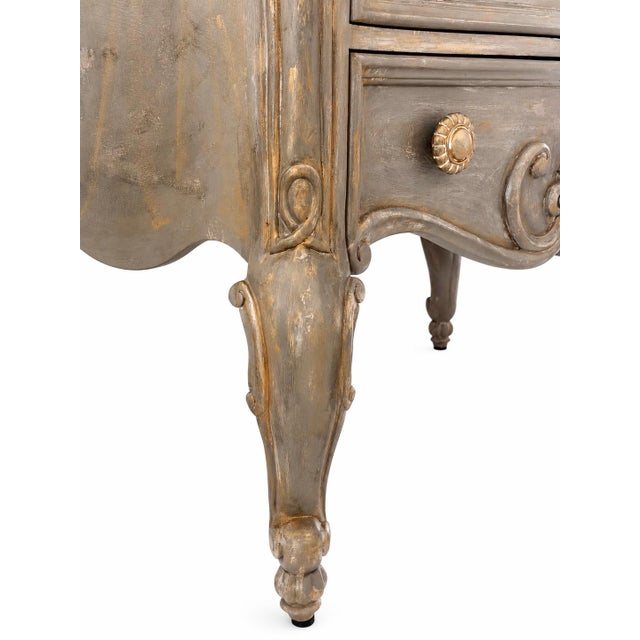 French Marble Top Commode – Hand Carved Walnut & Gold Patina Chest For Sale - Image 9 of 9