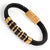 Modern Men's Style Fashion Black Leather & Gold Bracelet For Sale - Image 3 of 7