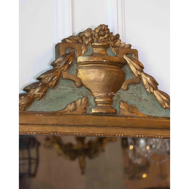 18th Century French Louis XVI Giltwood Mirror with Urn & Garland Pediment, 18th c. For Sale - Image 5 of 16