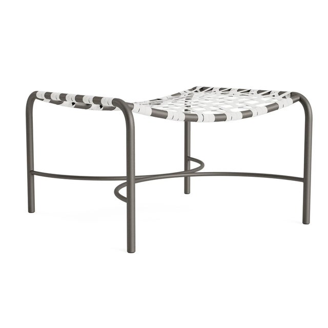 Brown Jordan Kantan Aluminum Suncloth Ottoman, Mica frame with White fabric For Sale - Image 12 of 12