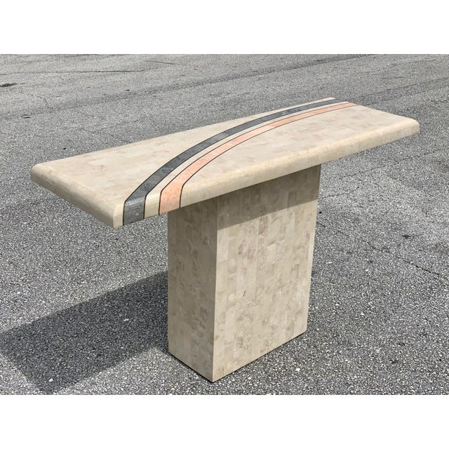 Mid-Century Modern Maitland Smith Tessellated Stone Entry Table With Inlay For Sale - Image 3 of 3