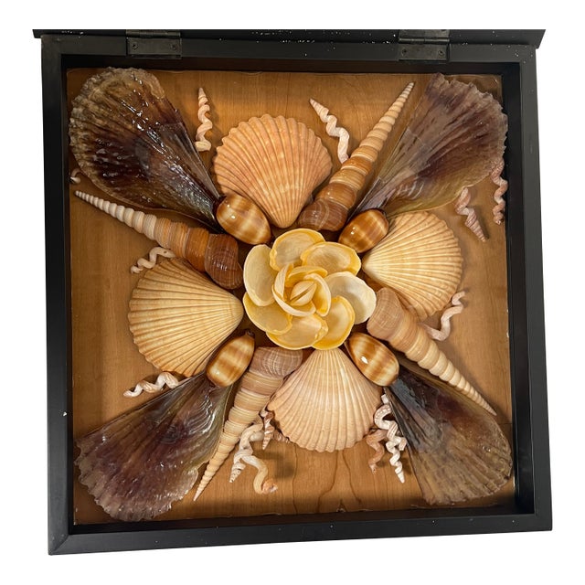 1970s Shell Art Wall Decor in Shadow Box For Sale