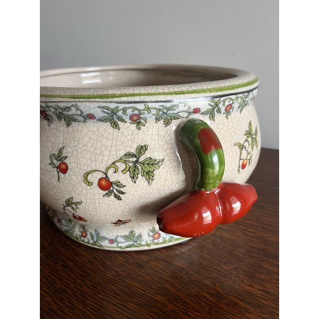 Vintage Bird and Berry Ceramic Jardinière Planter For Sale - Image 9 of 9