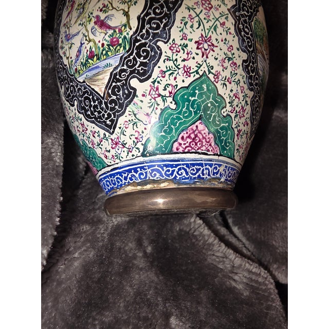 Pair of Persian SilvervAnd Enamel Vases For Sale - Image 10 of 10