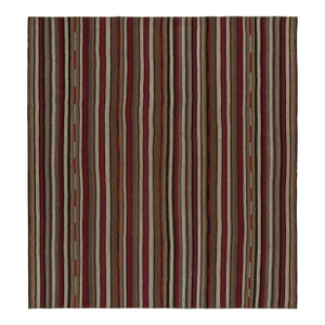 1950s Vintage Persian Kilim in Red, Beige-Brown and Blue Stripes by Rug & Kilim