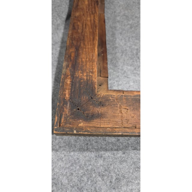 Antique Tramp Art Carved Wood Frame With Layered Geometric Design For Sale - Image 11 of 18