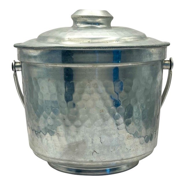 Vintage Italian Hammer Finish Ice Bucket For Sale