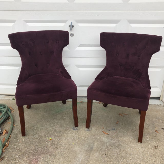 Purple Velvet Side Chairs a Pair Chairish