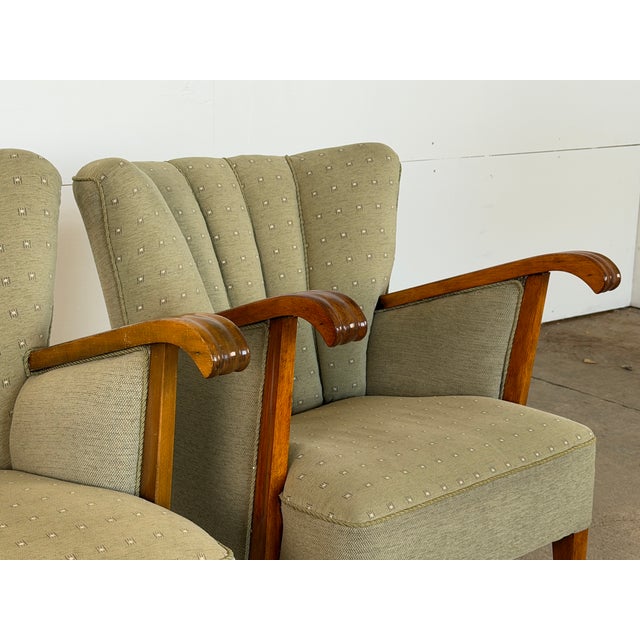 1940s Vintage Scandinavian Beech Lounge Chairs, 1940s, Set of 2 For Sale - Image 5 of 9