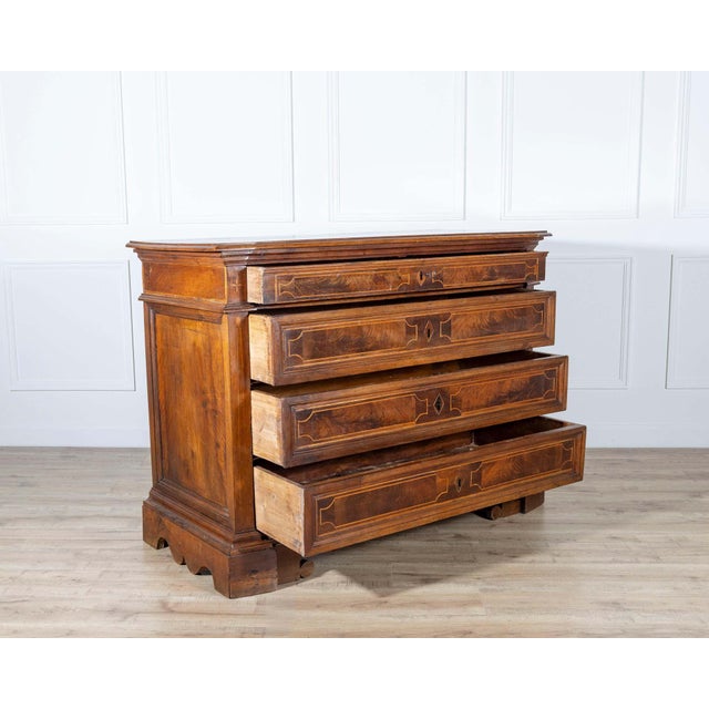 17th Century 17th-Century Central Italian Walnut Commode with Maple Inlay For Sale - Image 5 of 8