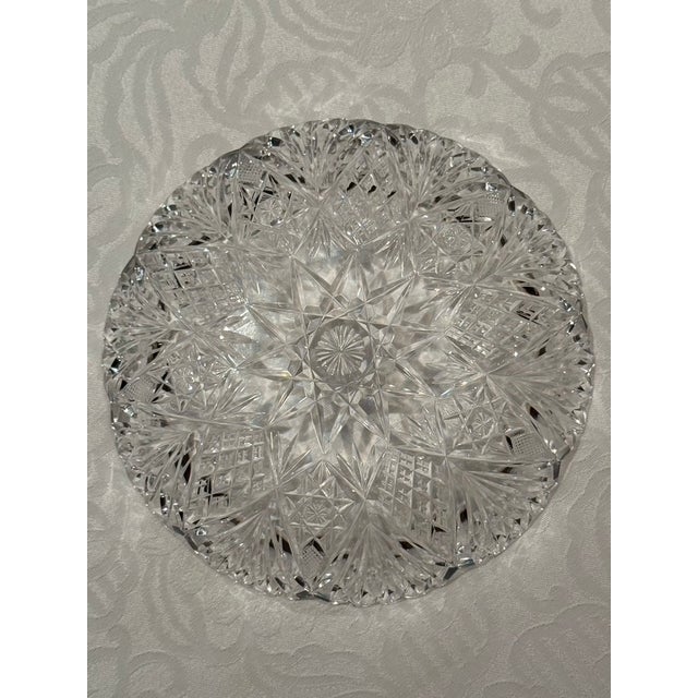 Set of Three American Brilliant Period Cut Crystal Plates For Sale - Image 11 of 17