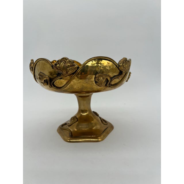 Vintage Brass Art Nouveau Pedestal Bowl For Sale In Jacksonville, FL - Image 6 of 12