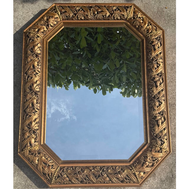 Hollywood Regency Vintage Italian Carved Fruit & Foliage Octagonal Mirror For Sale - Image 3 of 12