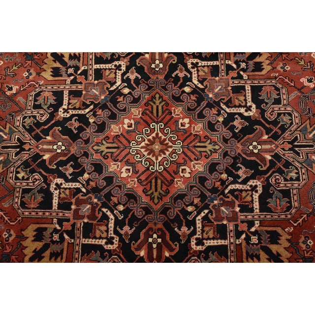 Heriz Rug 9’10” X 12’4” Red Wool Traditional Hand-Knotted Oriental Carpet For Sale In Philadelphia - Image 6 of 15