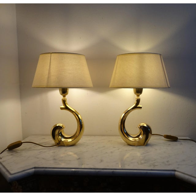 Brass Table Lamps attributed to Pierre Cardin, 1970s, Set of 2 For Sale - Image 9 of 18
