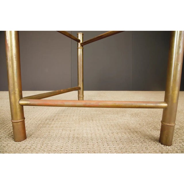 Mastercraft Patinated Brass Faux Bamboo Dining Table / Desk Bases, 1970s For Sale - Image 10 of 16