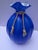 Large Vintage Hand-Blown 8" Blue Glass Opaline Money Bag Vase For Sale - Image 10 of 12