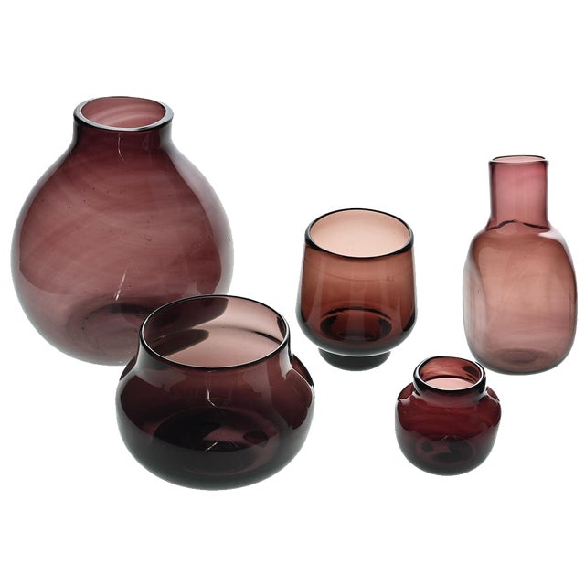 Vases with Purple Nuances by Claude Morin, 1980s, Set of 5 For Sale