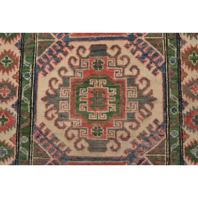 Kazak Runner 2’8” X 9’7” Blue Wool Tribal Hand-Knotted Oriental Rug For Sale - Image 9 of 13