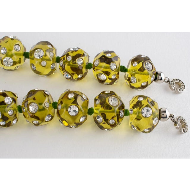 Angela Caputi Olive Green Resin Jeweled Choker Necklace For Sale - Image 11 of 11