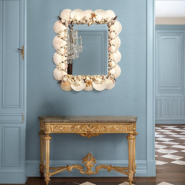 Mid-Century Modern Shell Seashell White Wall Mirror For Sale - Image 3 of 14