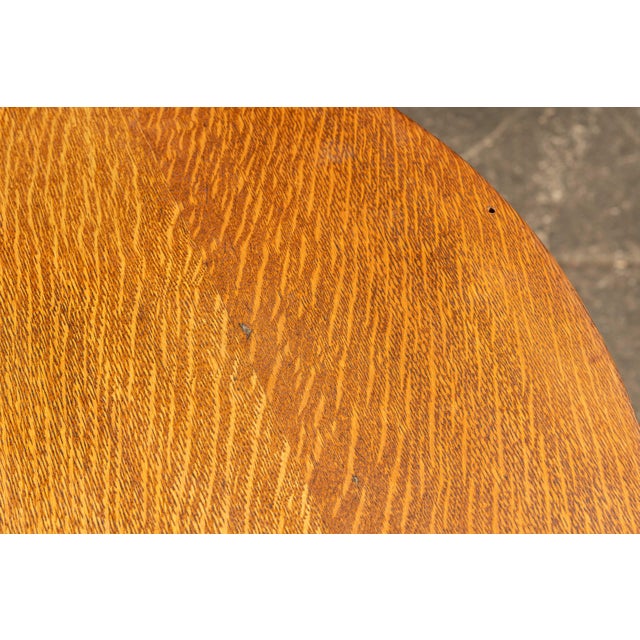 Antique Quarter Sawn Round Oak and Cast Metal Café Table For Sale In Chicago - Image 6 of 10