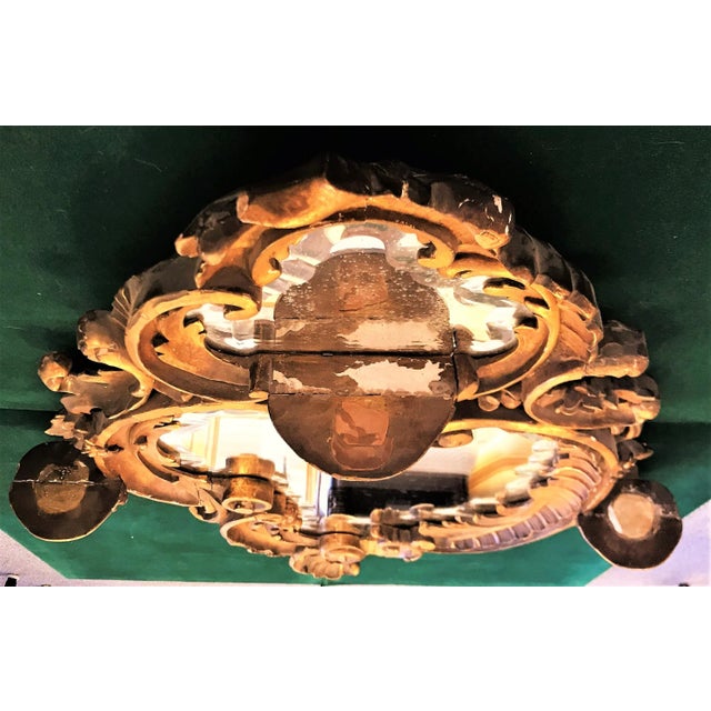 Early 19th Century Early 19th Century Victorian Mirror With Elaborate Beveled Edge, Staggered Candle Shelves, and Gilt Wood Finish For Sale - Image 5 of 13