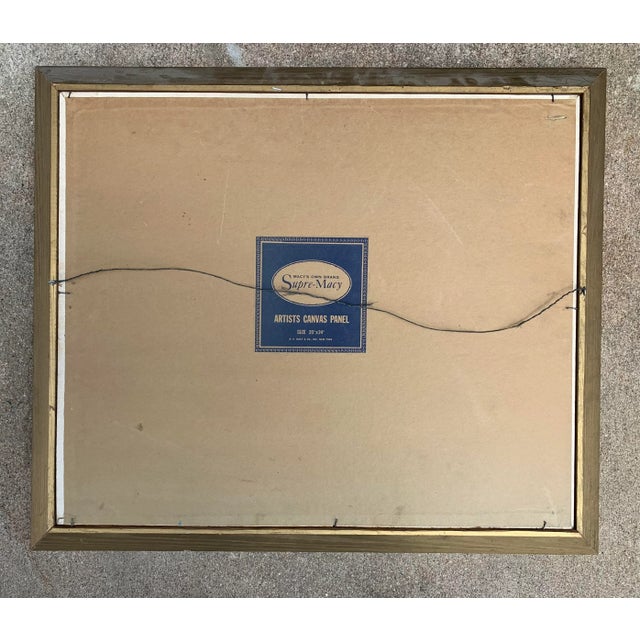 1960s Vintage Original Oil Painting of a Street Scene With Black Dog For Sale - Image 5 of 7