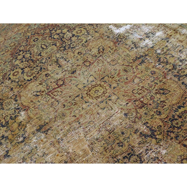 Distressed Antique Persian Kerman Rug. 7'1"x 9'7" For Sale - Image 14 of 18
