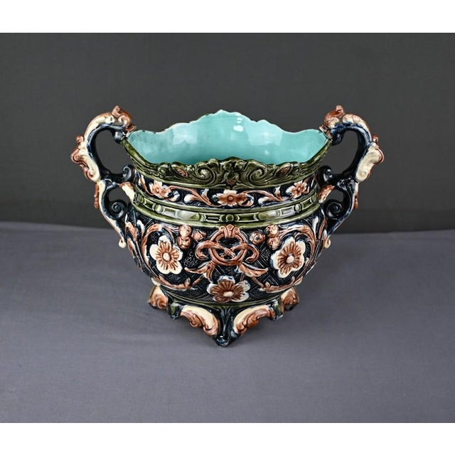Antique Art Nouveau Majolica Planter, 1800s For Sale - Image 18 of 18